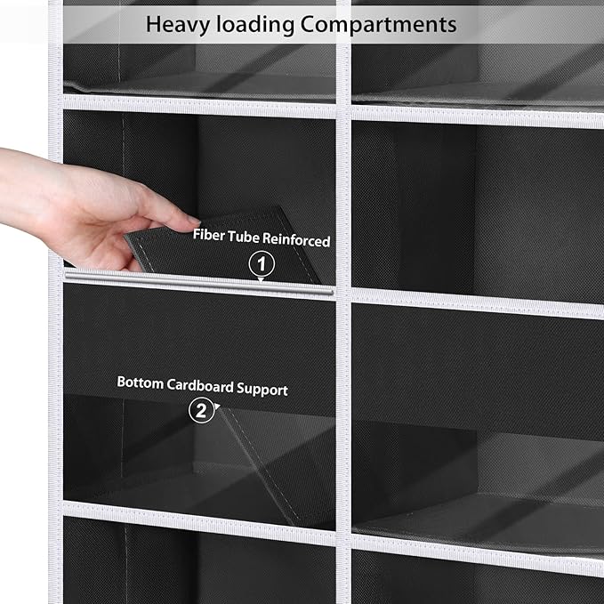 Univivi 6-Shelf Over Door Hanging Organizer Fabric Door Storage for Baby Nursery Nursery Closet Cabinet Wall Mount Hanging Storage Organizers with 10 Deep Pockets and 4 Small PVC Pockets(Black)
