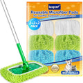 KEEPOW Reusable Microfiber Mop Pads Compatible with Swiffer Sweeper, Dry Sweeping Cloths, Washable Wet Mopping Cloth Refills for Hardwood Floor Cleaning, 6 Pack