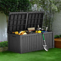 Outdoor Storage Box 180 Gallon Waterproof, Large Lockable Resin Deck Box Patio Storage Bin for Pool Accessories Cushion Furniture, Garden Tools, UV-Resistant Outside Delivery, Black
