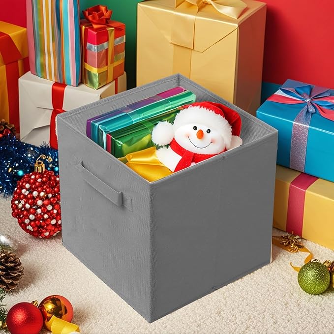 ShellKingdom Storage Bins, Foldable Fabric Storage Cubes And Cloth Organizer Drawer For Closet And Toys, 13 X 13 X 13 INCH, 6 Pack (Gray)