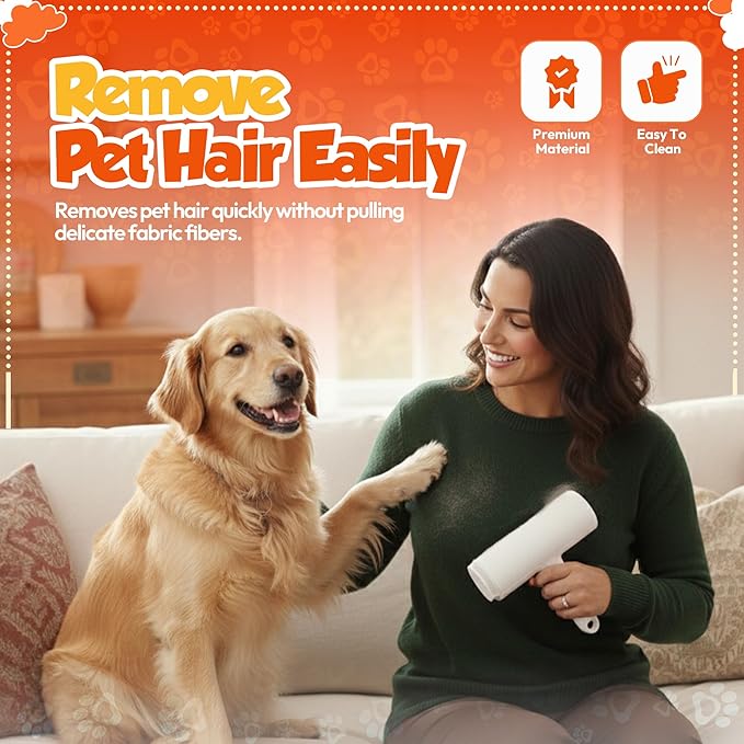 KHAYALYTICS Pet Hair Roller – Reusable Lint Roller Pet Hair Remover for Furniture & Carpet – Cat & Dog Fur Remover, Portable Multi-Surface Hair Cleaner for Sofa, Clothing & Bedding