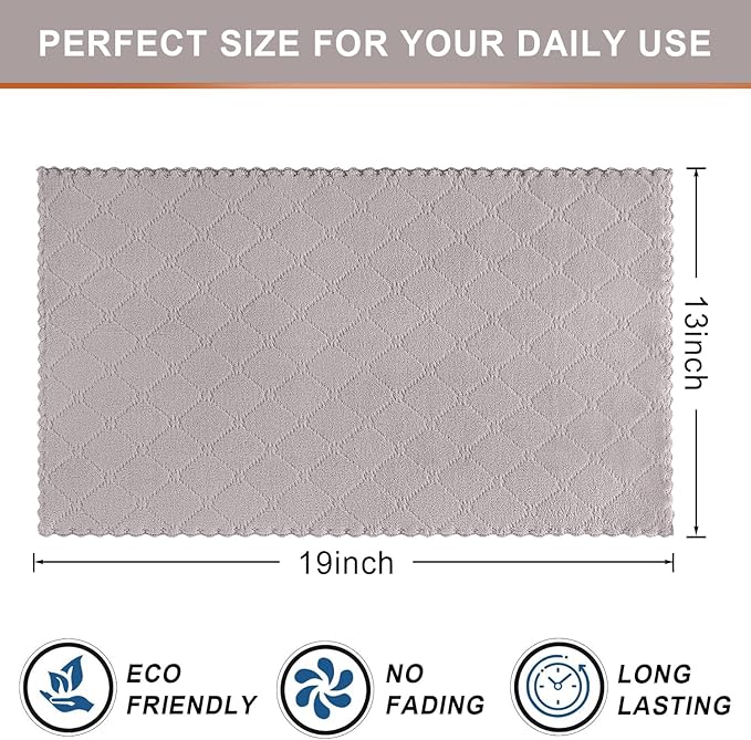 Homaxy 12 Pack Dish Towels for Kitchen (13 x 19 Inches, Grey), Super Soft and Absorbent Coral Velvet Dish Cloths for Washing Dishes, Nonstick Oil Fast Drying Microfiber Cleaning Cloth