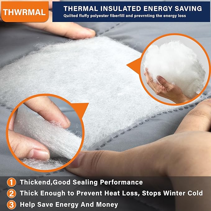 Magnetic Thermal Insulated Door Curtain, Fits Door Size 38" x 82",Durable Oxford Cloth&Thicken Polyester Fiber Fill, Efficient Temperature Control, Durable Construction, Soundproof and Windproof