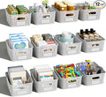 Plastic Storage Basket for Organizing 12 Pack Small Storage Bins Container for Shelves, White Shelf Baskets with Handles for Pantry Classroom Playroom Kitchen Cabinets Organization