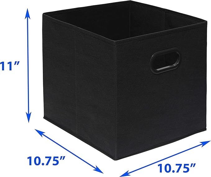 Simple Houseware Foldable Cube Storage Bins with Handles, 11-Inch, Black, 6-Pack, Fabric Cubes Organizer for Closet or Shelves