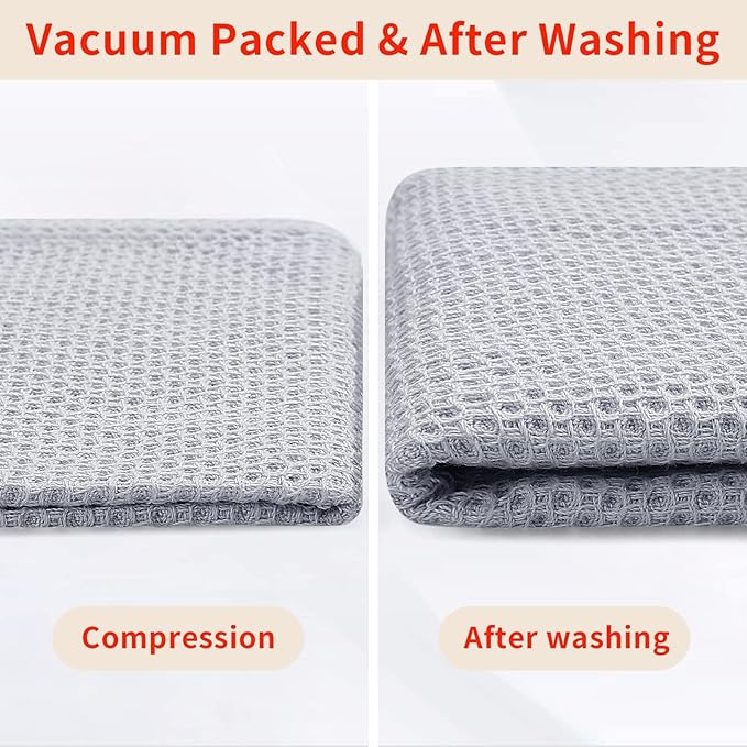 Homaxy 100% Cotton Waffle Weave Kitchen Dish Cloths, Ultra Soft Absorbent Quick Drying Dish Towels, 12 x 12 Inches, 12-Pack, Light Gray