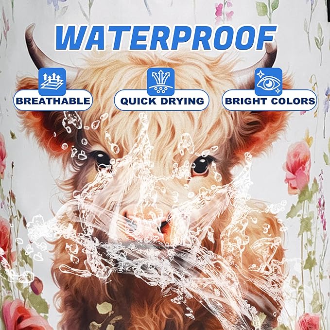 Cute Highland Cow Laundry Basket Oxford Cloth Animal Laundry Hamper With Handle Foldable Portable Clothes Storage Basket 18.9 X 16.5 Inch Storage Bag For Laundry Room/Bathroom/Bedroom/Dormitories