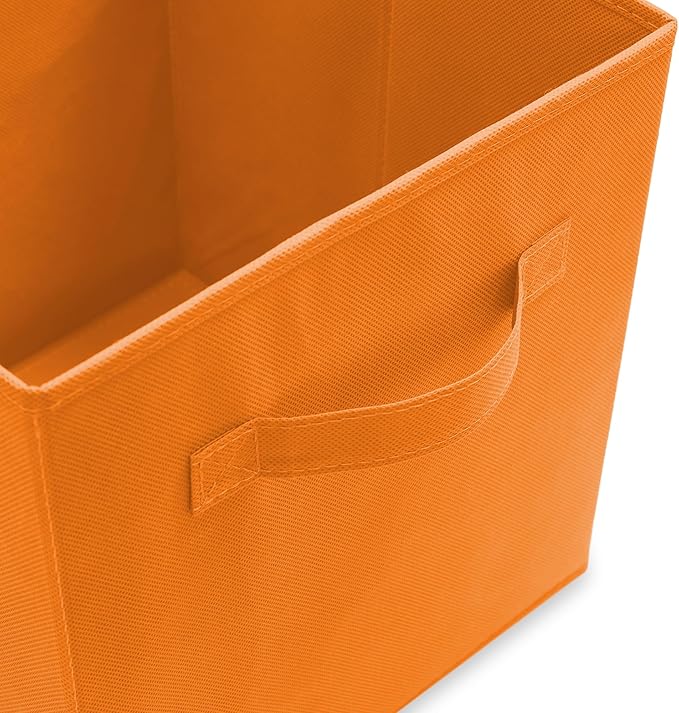 Casafield Set of 6 Collapsible Fabric Cube Storage Bins, Orange - 11" Foldable Cloth Baskets for Shelves, Cubby Organizers & More