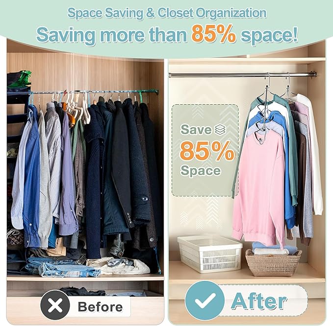 Clothes Hangers Space Saving Shirt Hangers, Lomrsiul Non Slip PVC Coating Multi Blouse Hangers Shirt Organizer for Closet Organizers and Storage for T Shirt Sweater Hoodie Coat Dress Black 4 Pack
