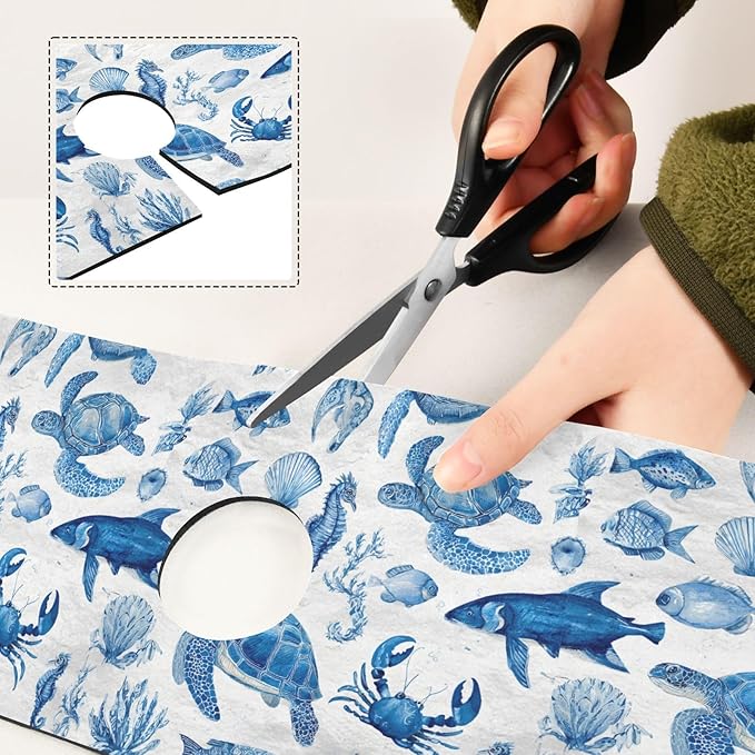 Blue Turtles Fish Crabs Seahorse Starfish Coral Kitchen Sink Splash Guard Sink Faucet Mat Faucet Handle Drip Catcher Drain Mats for Kitchen Bathroom Countertop Absorbent