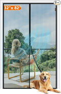 MAGZO Magnetic Screen Door Fit Door Size 32 x 82 Inch, Screen Size 34" x 83" Strong Magnets Door Mesh, Reinforced Fiberglass Door Net for Patio Door, Gray