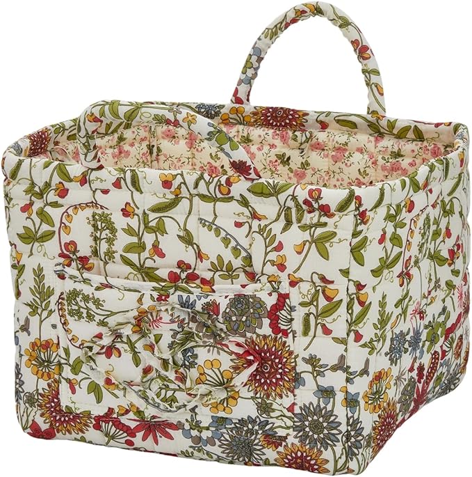 Boho Fabric Storage Basket, Large Capacity Laundry Basket, 12.2'' x 10.23'' x 10.23'' Collapsible Laundry Hamper with Easy Carry Handles (C Multi-Color 7, L)