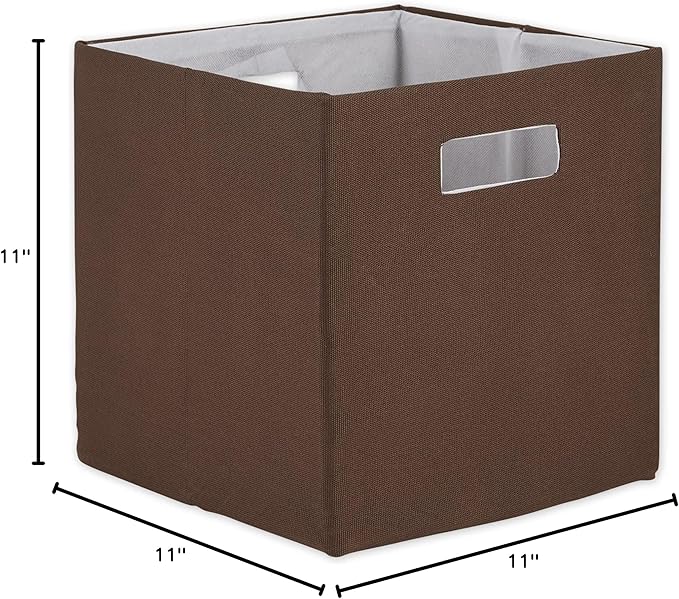 DII Collapsible Polyester Storage Cube, Solid, Lightweight and Durable, Small Square, 11x11x11, Bark Brown
