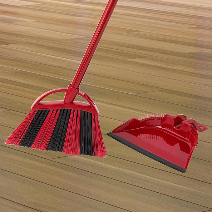 O-Cedar Sweep Broom with Step-On Dustpan | Remove 99% with One Sweep | Lightweight Quiet Cleaning Tool | Ideal for Pet Owners