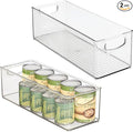 iDesign Plastic Stackable Pantry Bin - Storage Bin with Handles for Cabinets or Fridge - Set of 2 - Clear
