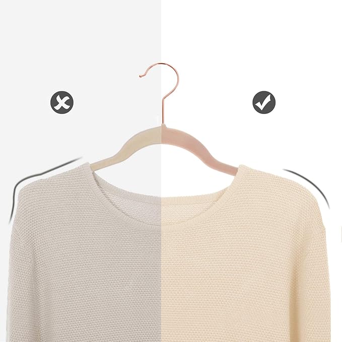 SONGMICS Slim Velvet Hangers, Non-Slip Clothes Hangers with Rose Gold Swivel Hooks, Space-Saving, for Closet, 50 Pack, Pink UCRF026P02