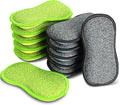 12 Pack Multi-Purpose Scrub Sponges for Kitchen by SmilePowo Non-Scratch Microfiber Sponge Along with Heavy Duty Scouring Power - Effortless Cleaning of Dishes, Pots and Pans