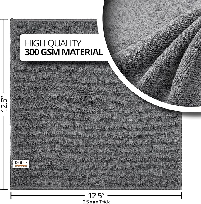 CERAKOTE Microfiber Towels (24 Pack) - Cleaning and Application Towels Durable Microfiber Material - 300 GSM Lint-Free Towel - Ideal for Cars, Home, Shop and Office Cleaning