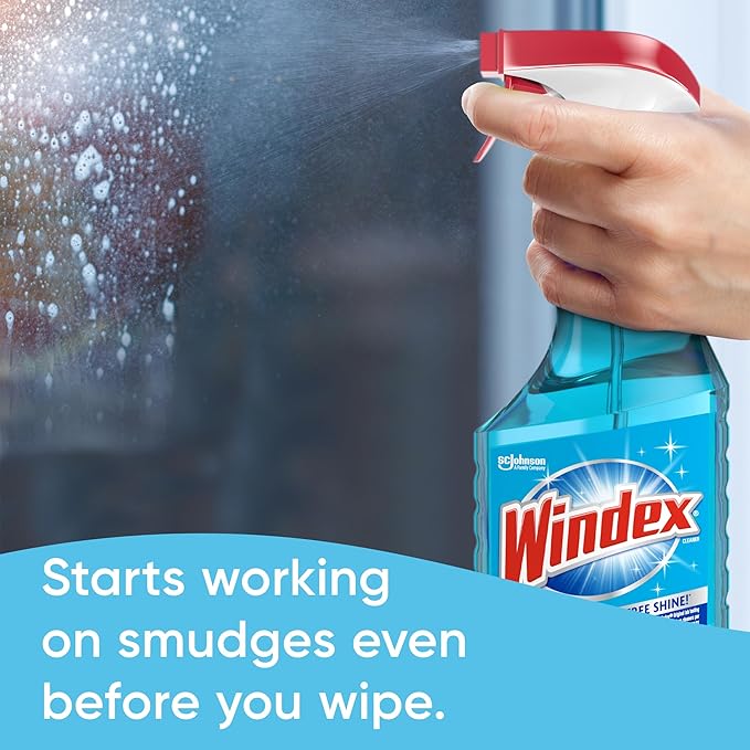 Windex Refill Glass and Window Cleaner Bottle, Bottle Made from 100% Recycled Plastic, Surface Cleaning Spray, Original Blue Scent, 2L (67.6 Fl Oz) (Pack of 6)