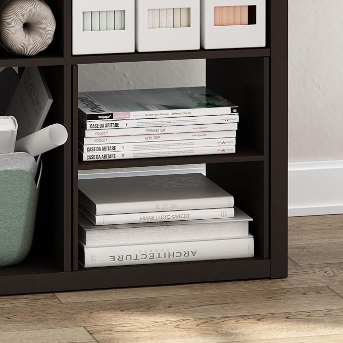 Furinno Cubicle Cube Insert, H-Shelf Cube Organizer, 2-Tier Shelf Dividers, Fits into Furinno Extra Thick Cubes, for Organizers and Storage, Black Oak (Does not fit IKEA Kallax Shelving)