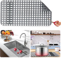 Kitchen Sink Mat, Sink Protectors for Kitchen Sink, DIY Silicone Sink Mat 28”x14” Non-Slip Folding Sink Grates for Bottom of Farmhouse Stainless Steel Porcelain Sink, Can Be Cut to Any Size Grey-1 PCS