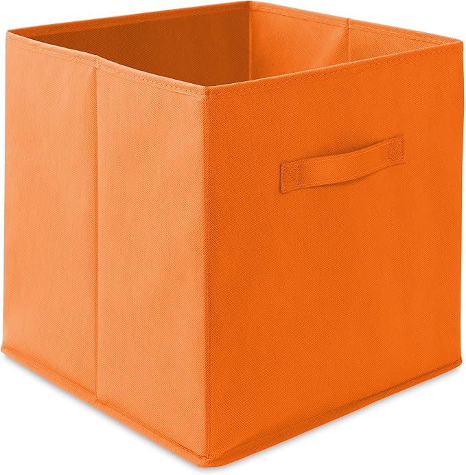 Casafield Set of 6 Collapsible Fabric Cube Storage Bins, Orange - 13" Foldable Cloth Baskets for Shelves, Cubby Organizers & More