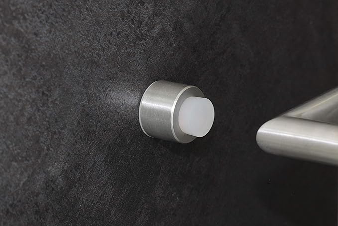 Wall Mounted Doorstop | 1.1'' X 1.1'' | Adhesive or Screwing Installation | White Rubber | Stainless Steel | Matte | Great Adherence