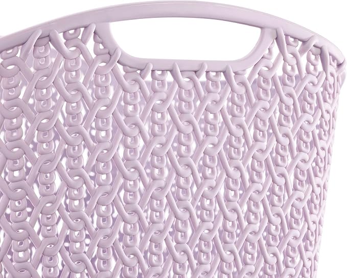 Whitmor Resin Rectangular Tote Bag, with Link Stitch Design, lilac Stylish & Durable for Daily Use, Shopping & Organization, 6 Pack