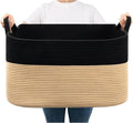 Goodpick Large Woven Storage Basket, 21.6" x 14.9" x 11.8" Rectangle Cotton Rope Laundry Basket with Handles, Baby Toy Blanket Storage for Living Room, Bedroom