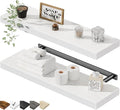 QEEIG Floating Shelves for Wall 23.6" Long - Wall Mounted Shelf Bathroom Kitchen Living Room Bedroom Farmhouse Home Decor Display Bookshelf Large 23.6 x 9.3 inch Set of 2, White (008-60W)