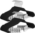 TIMMY Premium Black Velvet Hangers with Clips - 30 Pack Closet Organizers for Jeans, Trousers, Skirts | Rust-Resistant Metal Hooks, Space Saving Design for Wardrobe Storage