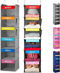 Handy Laundry Hanging Clothes Organizer for Kids - 6-Shelf Closet Daily Clothing Organization Labeled Shelves with Days of The Week Monday Through Friday, Weekday and Weekend (Grey-Colored)