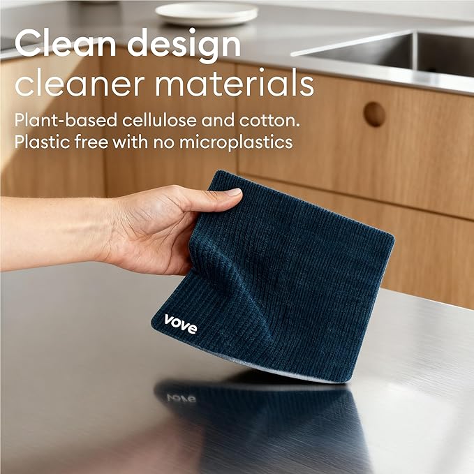Vove Swedish Dishcloths 5-Pack, Coastal Calm - FSC Certified Cellulose & Cotton, Oeko-TEX Standard 100, Reusable Washable Kitchen Cleaning Cloths, Eco Friendly
