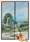 MAGZO Magnetic Screen Door Fit Door Size 60 x 80 Inch, Screen Size 62" x 81" Strong Magnet French Style Mesh, Heavy Duty Fiberglass Mesh with Hook & Loop for Sliding Entrance, Gray