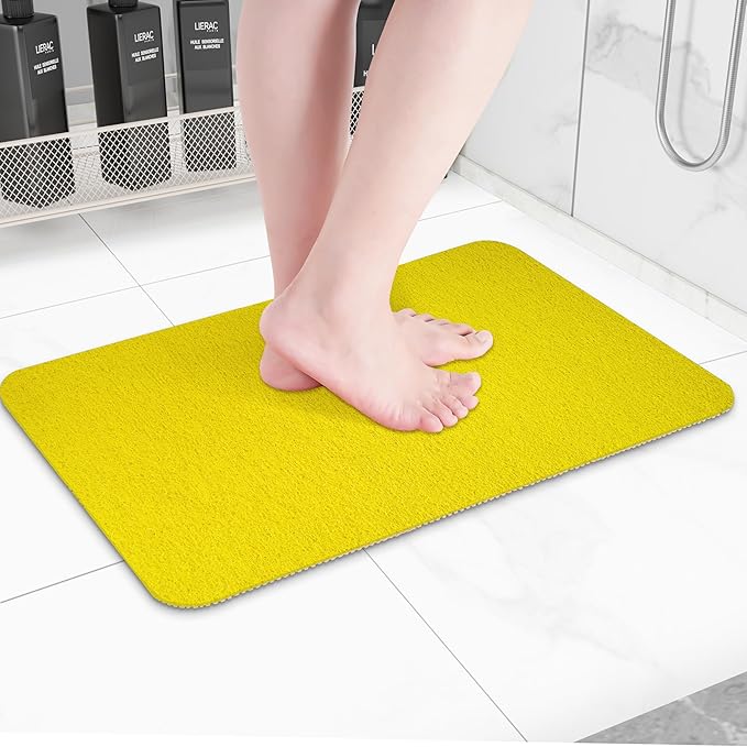 Hargiis Non-Slip Bathtub Mat, Anti Slip Shower Mat, Fast Drying Bathtub Mats, Foot Scrubber Mat, Anti Slip Mat for Tub, Floor, Bathroom, Kitchen, Home, Hotel (Yellow 24"×16")