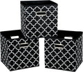 STOREONE Fabric Storage Bins Cubes Baskets Containers-(11X11X11) with Dual Metal Handles for Shelf Closet, Bedroom Drawers Organizers, Foldable Set of 3 (Black Light)