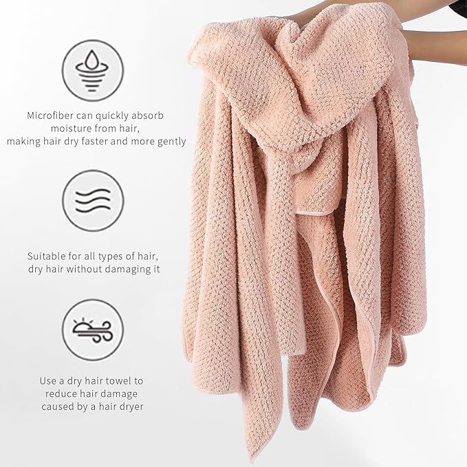 Microfiber Hair Towel Quick Dry Hair Towel Hair Drying Towels Suitable for All Kinds of Hair Ultra Absorbent Long and Thick Hair 24X48inch Grey (1pcs)
