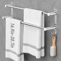 CAXIMSY Adjustable Towel Bar for Bathroom Wall Mount17-30.7inch Adhesive Shower Towel Rack Stainless Steel Bath Towel Holders for Toilet Kitchen Double Towel Hanger (2 Layer)