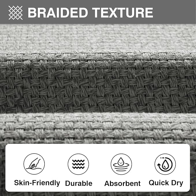 YDKGL Quick Dry Absorbent Bathroom Rugs Mat Non Slip Bath Mat Ultra Thin Bath Mats Bathroom Mat Floor Rubber Backed Fit Under Door Woven Washable Bath Rugs Gray 16x24