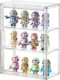 Clear Acrylic Display Case for Figures&Collectibles,3 Tier Lego Labubu Toy Box, Desktop or Storage Bin with 2 Removable Shelves,Figurine Display Shelf,Stackable Display Cabinet for Collectibles-1 Pack