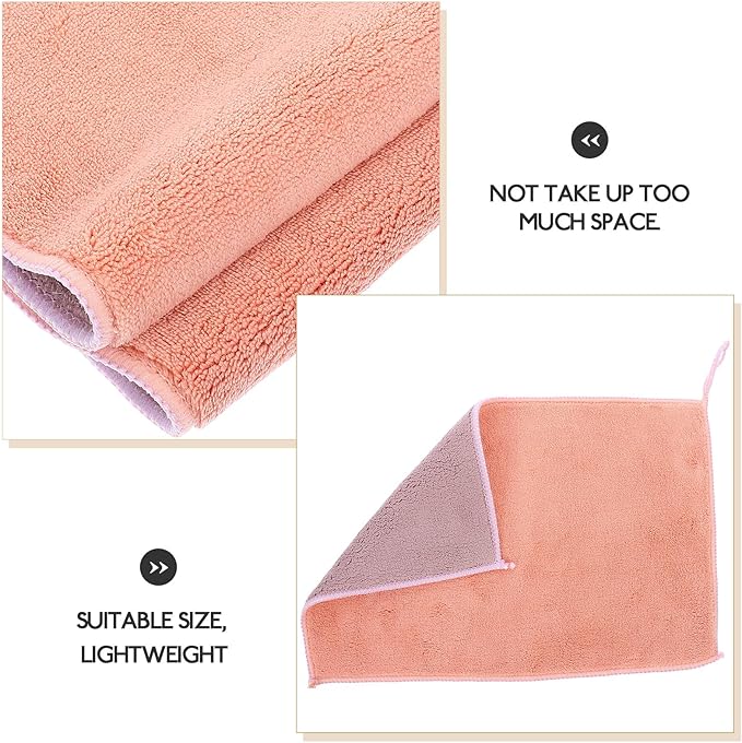 TOYANDONA 2pcs Crimson Water Absorbent Double-Layer Microfiber Dish Towels with Hanging Loop 20x30cm Multipurpose Kitchen and Bathroom Cleaning Cloths