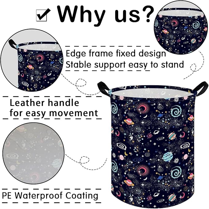 Moon Laundry hamper,Kids Laundry Basket,Baby Nursery Hamper,Waterproof foldable laundry basket for boys and girls,toy storage box,Kid Room Decor(Moon)