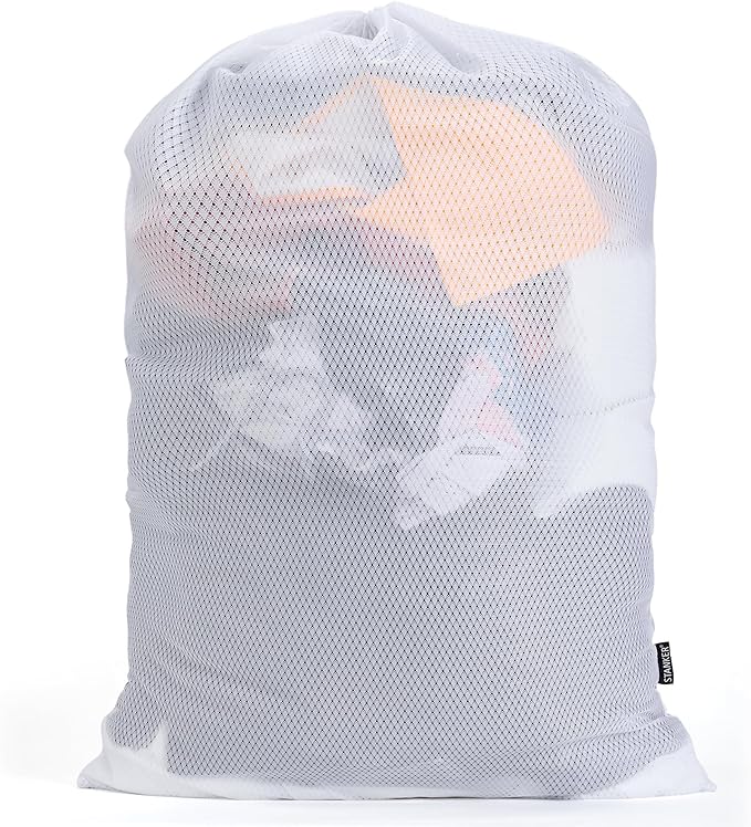 1Pack XL Heavy Duty Mesh Laundry Bag, Machine Washable Large Dirty Clothes Organizer with Drawstring, Fits Laundry Baskets or Hampers Essentials for Dorm, College, Travel, Camp, Sport - 24" x 36"