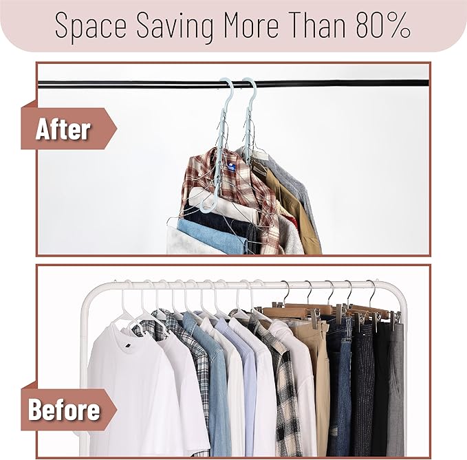 Mr. Pen- Space Saving Hangers for Clothes, 16 pcs, Pastel Colors, Plastic Multi Clothes Hangers Space Saving, 5 Slots, 360° Rotating Hooks