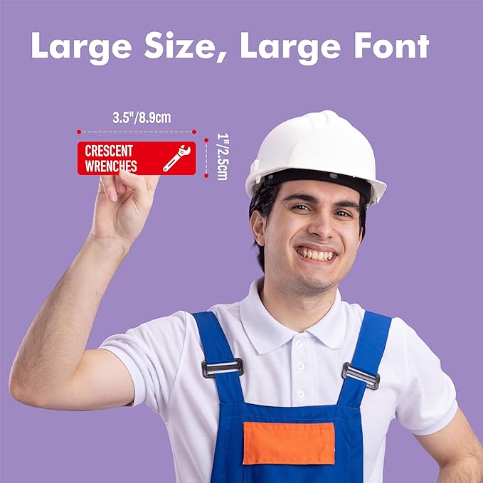 90 PCS Magnetic Toolbox Labels, 82 Pre-Printed & 8 Blanks Large Size Tool Chest Organizer Labels Strong Magnetic & Easy to Read Printing Fits All Brands of Steel Tool Box Drawers (Red, 3.5” x 1”)