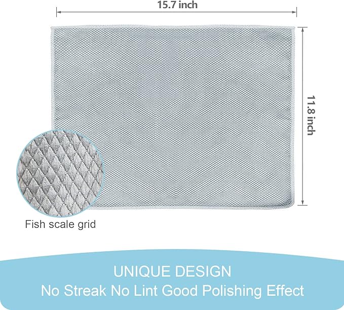 Niveaya Microfiber Glass Cleaning Cloth, Multi-Functional Reusable Lint Free Cloths, Stainless Steel Windshield Shower Window Cleaning Cloth, Suitable for Home, Kitchen and Auto, Pack 8,Mix