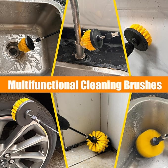 10Pcs Drill Brush Attachment Set, Drill Scrubber Brush Kit Include Scrub Pads, Drill Cleaning Brush Attachment Set for Bathroom, Tub, Tile,Floor, Grout, Boat