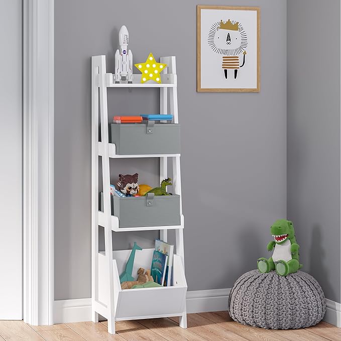 RiverRidge Kids 2pc Folding Storage Bins Set - 10.5” Bin Organizers with Handles - Gray Closet Organizer and Storage for Toys, Games, Shoes - Foldable Cube Storage Organizer Bins for Playroom, Nursery