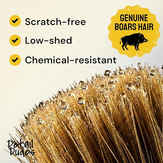 Soft Boar Hair Car Detailing Brush Set - 6-Pack - Scratch-Free Soft Bristle Cleaning Brushes - Reaches Tight Spots & Interior Car Cleaning Kit - Ergonomic & Durable Detailing Supplies