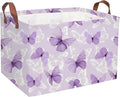 Sanjiaofeng Rectangular Kids Basket Butterfly Storage Bins,Girls Storage Basket with Handles.Clothers,Toys,Books,Kid's Gifts Bins. (Purple Butterfly)